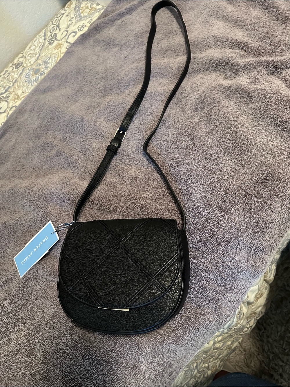 Draper James Black Pebbled Leather Crossbody Bag